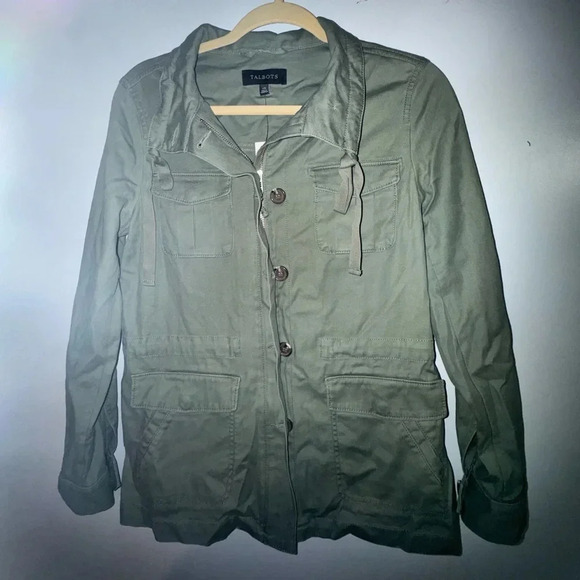 Talbots women’s Green safari jacket size extra small or XS spring lightweight - Picture 1 of 9